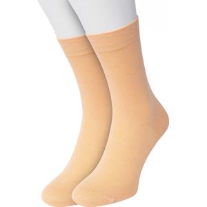 Bonnie Doon Basic Sokken Dames Perzik Oranje maat 36/42 - 2 paar - Basis Katoenen Sok - Gladde Naden - Brede Boord - Uitstekend Draagcomfort - Perfecte Pasvorm - 2-pack - Multipack - Effen - Licht Orange - Peach - OL834222.311