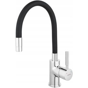 Ferro Zumba Keukenkraanstandaard met Flexibele Uitloop - Chroom/Zwart