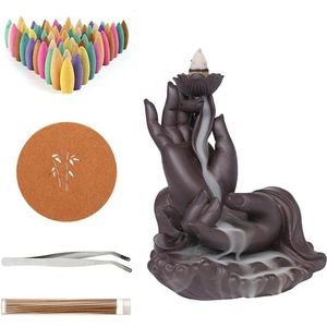 Hand Vorm Backflow Wierookbrander - Wierook Kegels en Sticks Set - Wierookhouder met Accessoires