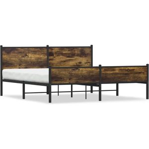 vidaXL - Bedframe - zonder - matras - metaal - gerookt - eikenkleurig - 180x200 - cm