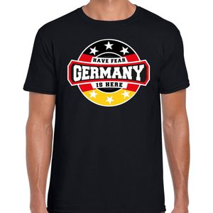 Have fear Germany is here t-shirt met sterren embleem in de kleuren van de Duitse vlag - zwart - heren - Duitsland supporter / Duits elftal fan shirt / EK / WK / kleding XL