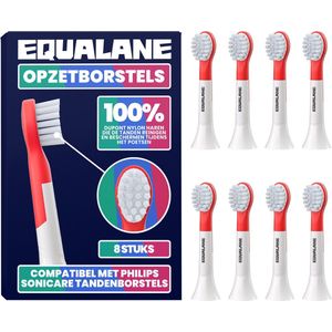 EQUALANE - Opzetborstels geschikt voor Philips Sonicare Kids Tandenborstels - Rood - 8 Stuks