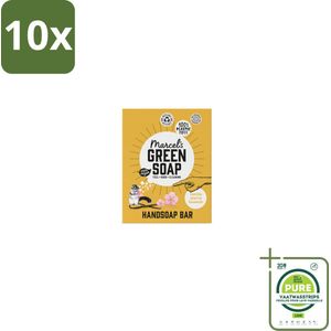 10 x Marcel's Green Soap - Handzeep Bar - Vanille & Cherry Blossom - Krachtige werking - 90 gr - Grootverpakking - Handzeep - Biologische Zeep - Plasticvrije Zeep - Vegan Zeep - Natuurlijke Zeep