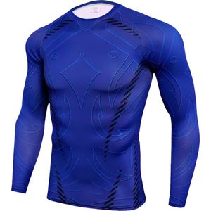 E-shop4u® - Mannen Compressie Sport T-Shirt - Winter Warm Kompres Thermisch Shirt - Warmte & Prestatie - Blauw - M