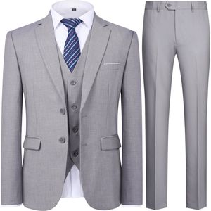 Allthemen Heren Effen Tweeknoops Driedelig Pak - Zakelijk - S