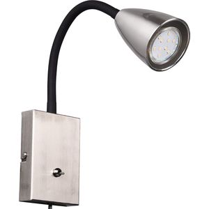 LED Wandspot - Wandverlichting - Torna Wolly - GU10 Fitting - 1-lichts - Rechthoek - Mat Nikkel - Aluminium