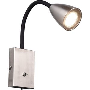 LED Wandspot - Wandverlichting - Torna Wolly - GU10 Fitting - 1-lichts - Rechthoek - Mat Nikkel - Aluminium