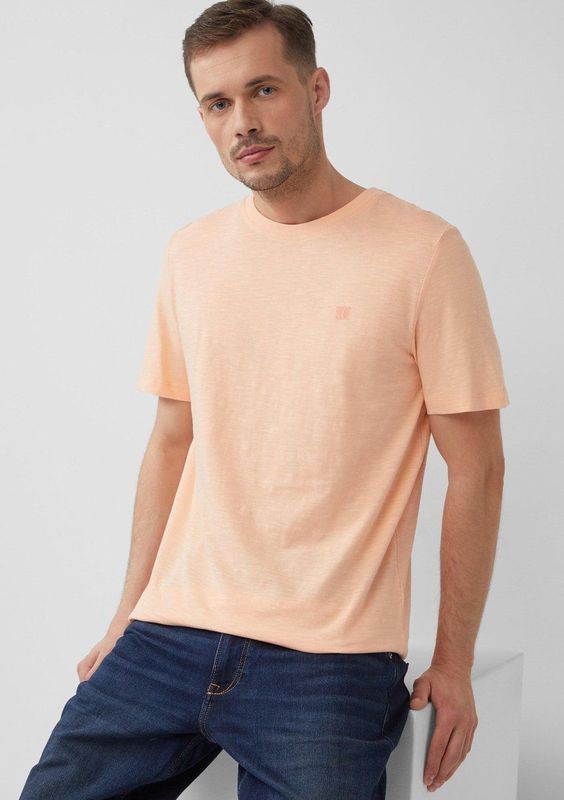 s.Oliver - T-shirt - Abrikoos - Normale Pasvorm - Kwartmouw
