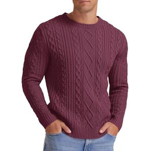 Kabel Gebreide Truien voor Heren - Dikke Warme Lange Mouw Ronde Hals