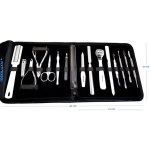 MEDLUXY® - Pedicure - Manicure Set - 15-delig - incl. etui - VOORDEEL PAKKET - (nagelverzorging - hand en voetverzorging) PM0021