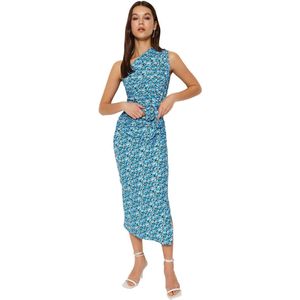 Trendyol Veelkleurige Getailleerde, Asymmetrische Plooijurk Met Één Schouder En Gedetailleerde Gebreide Midi-Kokerjurk Twoss23El02182