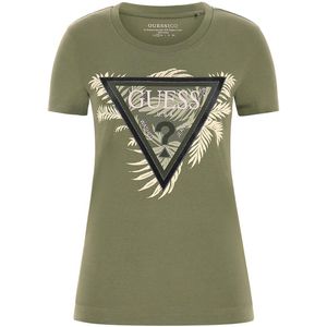 Guess - Triangle Palm Print - T-shirt - Katoen - Korte Mouwen