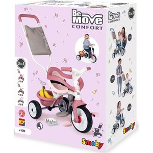 Smoby Be Move Confort Roze - Driewieler met duwstang