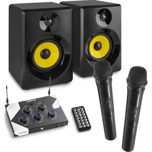 Karaoke set voor volwassenen met Vonyx speakers en microfoonmixer - Bluetooth en 2x draadloze microfoons