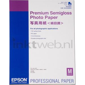 Epson pakken fotopapier Premium Semigloss Photo Paper, DIN A2, 250g/m, 25 Vel