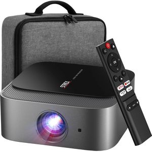 Strex Beamer - Smart 1080P Full HD Projector - 4K Ondersteuning - WiFi & Bluetooth - Ingebouwde Speakers - Draagbare Mini Beamer Thuisbioscoop - WhaleOS - Inclusief Opbergtas
