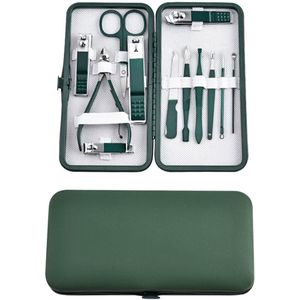Nagelschaar Manicureset 12-delig Professionele nagelschaarset Roestvrijstalen pedicureset Nagelverzorgingstools voor mannen en vrouwen met reiskoffer
