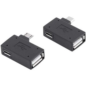 Lazmin Mini Pack of 2 USB 2.0 Adapters, USB 2.0 Female to Micro OTG Converter 90 Degree Changer Adapter Converter USB Female to Male Micro OTG