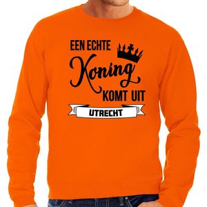 Bellatio Decorations Oranje Koningsdag sweater - echte Koning komt uit Utrecht - heren - trui XL