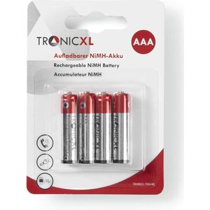 TronicXL 4 stuks Universeel oplaadbare AAA telefoon accu's 700mAh - batterijen voor de meeste draadloze telefoons, muizen, zaklampen, radio's - 700mAh
