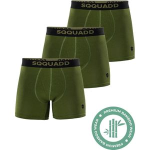SQQUADD® Bamboe Ondergoed Heren - 3-pack Boxershorts - Maat L - Comfort en Kwaliteit - Voor Mannen - Bamboo - Groen