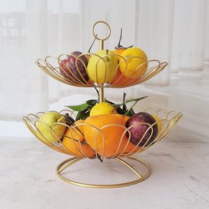 verdiepingen, fruitmand,2-laags ,Goud.