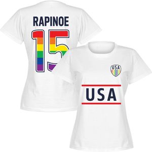 USA Rapinoe 15 Team Pride Dames T-Shirt - Wit - L