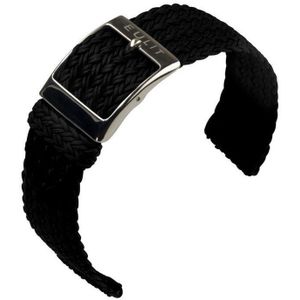 EULIT horlogeband - perlon - 22 mm - zwart - metalen gesp