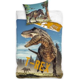 DREAMEE Dekbedovertrek T-Rex - Eenpersoons - 140x200 cm - Multi