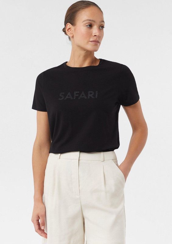 comma - T-Shirt - Katoenmix - Met Opvallende Print