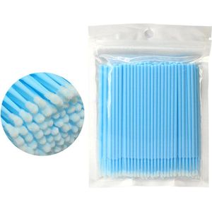 Jumada's - 100stuks Wegwerp Microbrushes blauw - voor Wimper Extensions - Uitbreiding, Verwijderen, Wattenstaafje & Borstel Tool - Lichtblauw