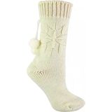Sock Snob - Warme alpaca wollen sokken met pompons in crèmekleur - warme sokken - leuke kerstsokken