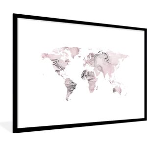 Fotolijst incl. Poster - Wereldkaart - Wit - Verf - 120x80 cm - Posterlijst