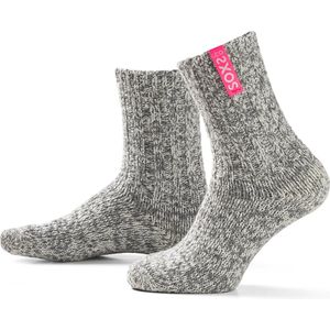 SOXS.co® Wollen sokken | SOX3133 | Grijs | Kuithoogte | Maat 37-41 | Bubble gum label