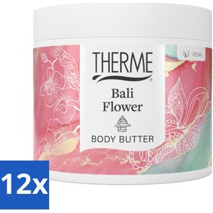 12 x Therme - Bali Flower - Bodybutter - Hydraterend - Verzorgend - 225gr - Bodybutter - Hydraterende Crème - Verzorging - Orchidee Geur - Vegan Bodybutter