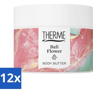 12 x Therme - Bali Flower - Bodybutter - Hydraterend - Verzorgend - 225gr - Bodybutter - Hydraterende Crème - Verzorging - Orchidee Geur - Vegan Bodybutter
