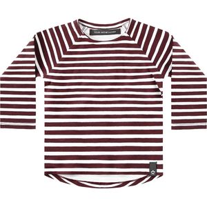 Your Wishes Raglan Longsleeve Wine Stripes - T-shirt - Lange Mouwen - Jongens & Meisjes - Maat: 50/56