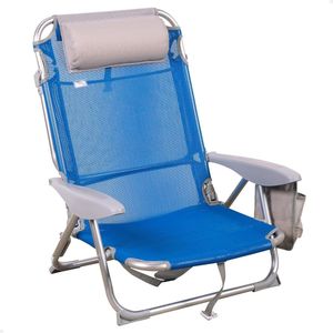 Strandstoel klapstoel met kussen 4 posities 51 x 45 x 76 cm zithoogte 17 cm blauw beach sling chair