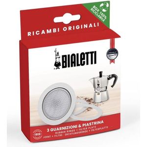 Bialetti Moka filterplaatje + rubber ringen - 2 kops