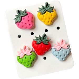 Aardbei Pin Broche Steek Pin Knopen Set Vijf Kleuren 1.8 cm / 2.1 cm / Roze Geel Rood Groen Blauw