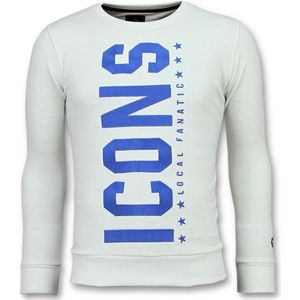 ICONS Vertical - Coole Sweater Heren - 6353W - Wit