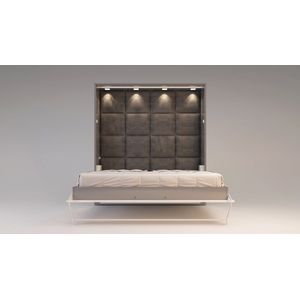 INVENTO SUPREME Verticaal Vouwbed - Logeerbed - Opklapbed - Bedkast - Grijs / Monaco Eiken - 200x180 cm