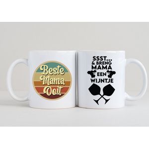 2 Mokken - Beste mama ooit + Sssst… & breng mama een wijntje - moeder - moederdag - wijn - wijnen