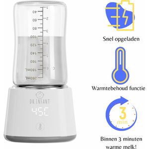 Dr.Infant flessenverwarmer 1-melk opwarmen-flesverwarmer-borstvoeding opwarmen-Draagbare Baby Flessenwarmer voor Onderweg-4 Temperatuurniveaus-Draadloos-Incl. adapter&USB oplader-Geschikt voor Smalle Hals Flessen van Dr. Brown's, Difrax, Medela&Avent