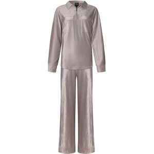 Taupe velours huispak rits - Taupe - Maat - 36