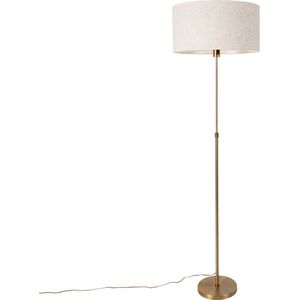 QAZQA parte stof - Design Vloerlamp | Staande Lamp met kap - 1 lichts - H 169 cm - Brons - Woonkamer | Slaapkamer | Keuken