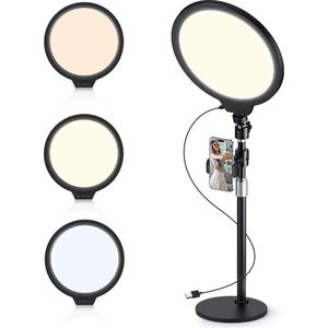 Toetslicht 10"" LED-paneelverlichting - Bureaulamp voor Content Creators - Verstelbare Hoogte en Hoek - Streaming/Videoconferentie/Tiktok/Youtube/GameLive