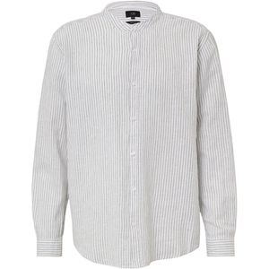 Overhemd - Gestreept - Linnenblend - Opstaande Kraag