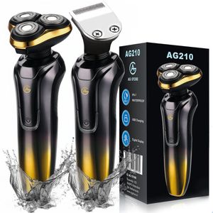 AG210 Scheerapparaat Mannen- Met Trimmer - Nat en droog - Scheerapparaten - Goud -Scheren - 120 Minuten Draadloos Te Gebruiken - Tondeuse - Elektrisch shaver - Baardtrimmer - Ook Voor Vrouwen