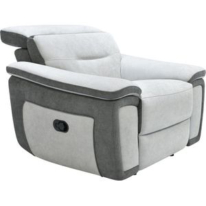 Relax-fauteuil in tweekleurige microvezel, donkergrijs en lichtgrijs, PARUA L 109 cm x H 75 cm x D 102 cm